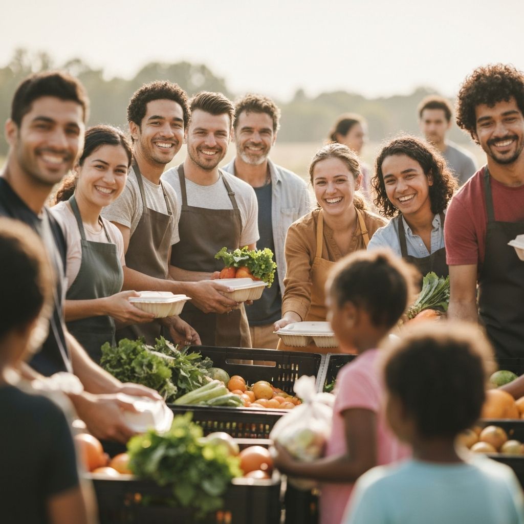 Our Place's food justice partnerships — volunteers at a community food bank